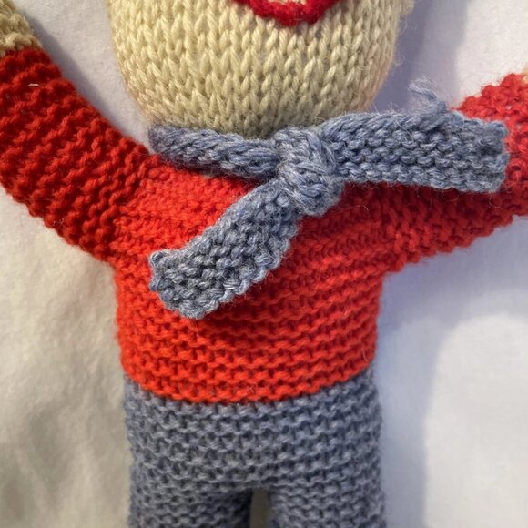 Estate Sale Find Vintage 14" Crocheted Stuffed Animal Red White Blue with Scarf - Picture 6 of 12